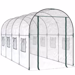 vidaXL Greenhouse Transparent PVC&Powder-coated Steel Outdoor Patio Greenhouse