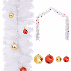 vidaXL Christmas Garland Decorated with Baubles White Home Artificial Garland