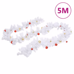 vidaXL Christmas Garland Decorated with Baubles White Home Artificial Garland