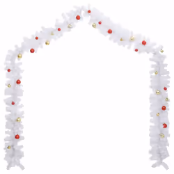 vidaXL Christmas Garland Decorated with Baubles White Home Artificial Garland