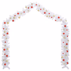 vidaXL Christmas Garland Decorated with Baubles White Home Artificial Garland