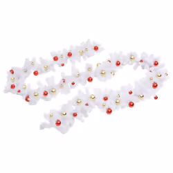 vidaXL Christmas Garland Decorated with Baubles White Home Artificial Garland