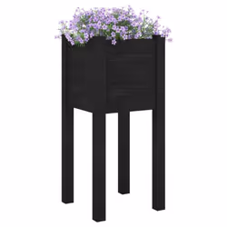 vidaXL 1/2x Solid Pinewood Garden Planter Patio Flower Box Pot Multi Colours - black, 1 - Additional view 2