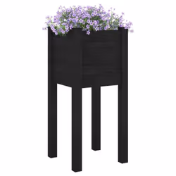 vidaXL 1/2x Solid Pinewood Garden Planter Patio Flower Box Pot Multi Colours - black, 2 - Additional view 2