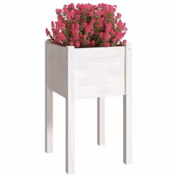 vidaXL 1/2x Solid Pinewood Garden Planter Flower Box Planter Pot Brown/White - white, 1 - Additional view 2