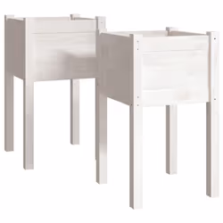 vidaXL 1/2x Solid Pinewood Garden Planter Flower Box Planter Pot Brown/White - white, 2 - Additional view 8