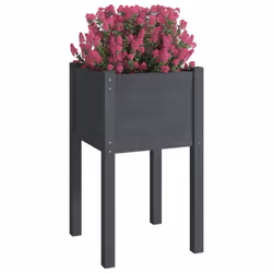 vidaXL 1/2x Solid Pinewood Garden Planter Flower Box Planter Pot Brown/White - grey, 2 - Additional view 2