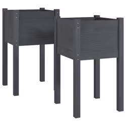 vidaXL 1/2x Solid Pinewood Garden Planter Flower Box Planter Pot Brown/White - grey, 2 - Additional view 8