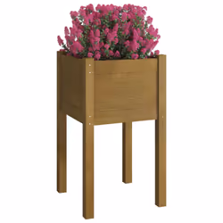 vidaXL 1/2x Solid Pinewood Garden Planter Flower Box Planter Pot Brown/White - honey brown, 1 - Additional view 2