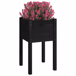 vidaXL 1/2x Solid Pinewood Garden Planter Flower Box Planter Pot Brown/White - black, 1 - Additional view 4