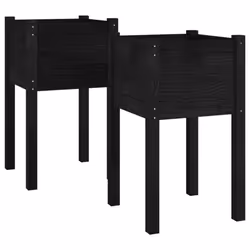vidaXL 1/2x Solid Pinewood Garden Planter Flower Box Planter Pot Brown/White - black, 2 - Additional view 3