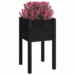 vidaXL 1/2x Solid Pinewood Garden Planter Flower Box Planter Pot Brown/White - black, 2 - Additional view 4