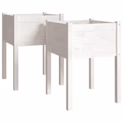 vidaXL 1/2x Solid Pinewood Garden Planter Flower Box Planter Pot Multi Colours - white, 2 - Additional view 2