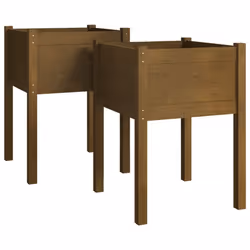 vidaXL 1/2x Solid Pinewood Garden Planter Flower Box Planter Pot Multi Colours - honey brown, 2 - Additional view 8