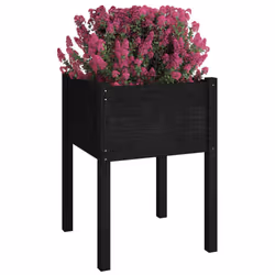 vidaXL 1/2x Solid Pinewood Garden Planter Flower Box Planter Pot Multi Colours - black, 1 - Additional view 2