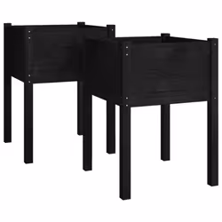vidaXL 1/2x Solid Pinewood Garden Planter Flower Box Planter Pot Multi Colours - black, 2