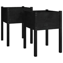 vidaXL 1/2x Solid Pinewood Garden Planter Flower Box Planter Pot Multi Colours - black, 2