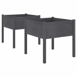 vidaXL 1/2x Solid Pinewood Garden Planter Patio Flower Box Pot Multi Colours - grey, 2 - Additional view 8
