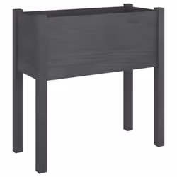 vidaXL 1/2x Solid Pinewood Garden Planter Patio Flower Box Pot Multi Colours - grey, 1