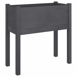 vidaXL 1/2x Solid Pinewood Garden Planter Patio Flower Box Pot Multi Colours - grey, 1