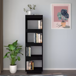 vidaXL Solid Pinewood Book Cabinet/Room Divider Multi Colours Multi Sizes - black, 40 x 35 x 135 cm - Additional view 3