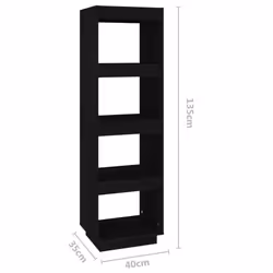 vidaXL Solid Pinewood Book Cabinet/Room Divider Multi Colours Multi Sizes - black, 40 x 35 x 135 cm - Additional view 4
