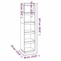vidaXL Solid Pinewood Book Cabinet/Room Divider Multi Colours Multi Sizes - white, 40 x 35 x 167 cm - Additional view 8