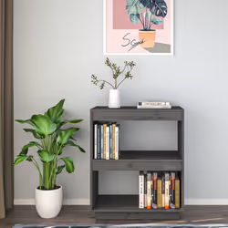 vidaXL Solid Pinewood Book Cabinet/Room Divider Multi Colours Multi Sizes - grey, 60 x 35 x 71 cm - Additional view 3