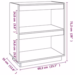 vidaXL Solid Pinewood Book Cabinet/Room Divider Multi Colours Multi Sizes - grey, 60 x 35 x 71 cm - Additional view 4