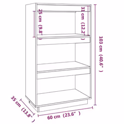 vidaXL Solid Pinewood Book Cabinet/Room Divider Multi Colours Multi Sizes - white, 60 x 35 x 103 cm - Additional view 4