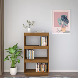 vidaXL Solid Pinewood Book Cabinet/Room Divider Multi Colours Multi Sizes - honey brown, 60 x 35 x 103 cm - Additional view 3