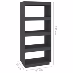 vidaXL Solid Pinewood Book Cabinet/Room Divider Multi Colours Multi Sizes - grey, 60 x 35 x 135 cm - Additional view 8