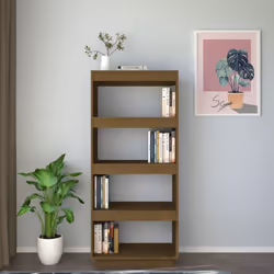 vidaXL Solid Pinewood Book Cabinet/Room Divider Multi Colours Multi Sizes - honey brown, 60 x 35 x 135 cm - Additional view 3