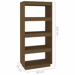 vidaXL Solid Pinewood Book Cabinet/Room Divider Multi Colours Multi Sizes - honey brown, 60 x 35 x 135 cm - Additional view 7