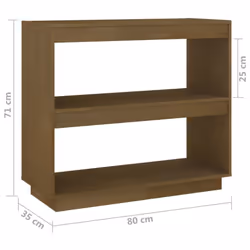 vidaXL Solid Pinewood Book Cabinet/Room Divider Multi Colours Multi Sizes - honey brown, 80 x 35 x 71 cm - Additional view 4