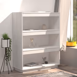 vidaXL Solid Pinewood Book Cabinet/Room Divider Multi Colours Multi Sizes - white, 80 x 35 x 103 cm - Additional view 3