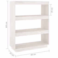 vidaXL Solid Pinewood Book Cabinet/Room Divider Multi Colours Multi Sizes - white, 80 x 35 x 103 cm - Additional view 4