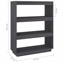 vidaXL Solid Pinewood Book Cabinet/Room Divider Multi Colours Multi Sizes - grey, 80 x 35 x 103 cm - Additional view 4