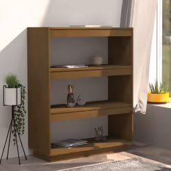 vidaXL Solid Pinewood Book Cabinet/Room Divider Multi Colours Multi Sizes - honey brown, 80 x 35 x 103 cm - Additional view 3