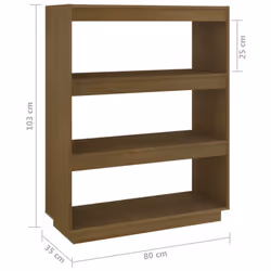 vidaXL Solid Pinewood Book Cabinet/Room Divider Multi Colours Multi Sizes - honey brown, 80 x 35 x 103 cm - Additional view 4