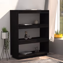 vidaXL Solid Pinewood Book Cabinet/Room Divider Multi Colours Multi Sizes - black, 80 x 35 x 103 cm - Additional view 3