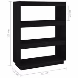vidaXL Solid Pinewood Book Cabinet/Room Divider Multi Colours Multi Sizes - black, 80 x 35 x 103 cm - Additional view 8