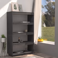 vidaXL Solid Pinewood Book Cabinet/Room Divider Multi Colours Multi Sizes - grey, 80 x 35 x 135 cm - Additional view 3