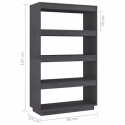 vidaXL Solid Pinewood Book Cabinet/Room Divider Multi Colours Multi Sizes - grey, 80 x 35 x 135 cm - Additional view 8