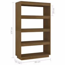 vidaXL Solid Pinewood Book Cabinet/Room Divider Multi Colours Multi Sizes - honey brown, 80 x 35 x 135 cm - Additional view 8