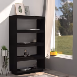 vidaXL Solid Pinewood Book Cabinet/Room Divider Multi Colours Multi Sizes - black, 80 x 35 x 135 cm - Additional view 3