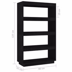 vidaXL Solid Pinewood Book Cabinet/Room Divider Multi Colours Multi Sizes - black, 80 x 35 x 135 cm - Additional view 8