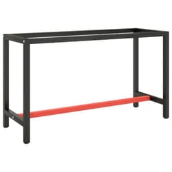 vidaXL Work Bench Frame Matte Black and Matte Red Metal Table Bracket Base