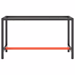 vidaXL Work Bench Frame Matte Black and Matte Red Metal Table Bracket Base