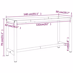vidaXL Work Bench Frame Matte Black and Matte Red Metal Table Bracket Base